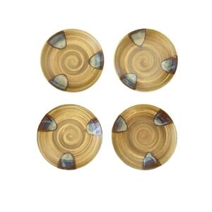 Sango Splash Dinner Plates 11" Brown Drip Stoneware 4951 Set Of 4